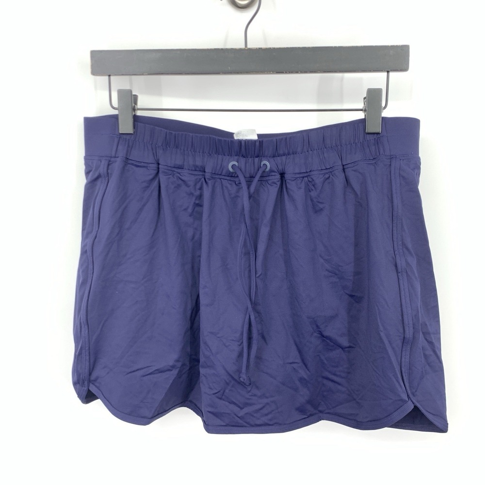 LL Bean Women Size Medium Skort Blue Shorts Liner Swim Skirt UPF 50+ Pull On